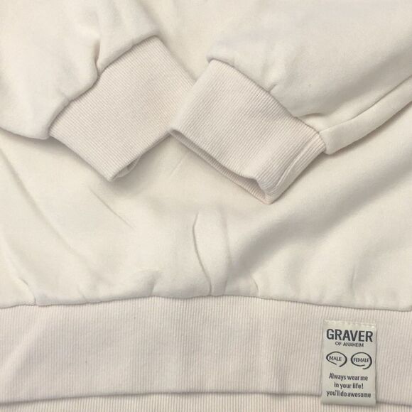 Graver of Anaheim GOA Unisex Small Smiley Embroidery Cream Sweatshirt Crew Neck - Picture 5 of 10